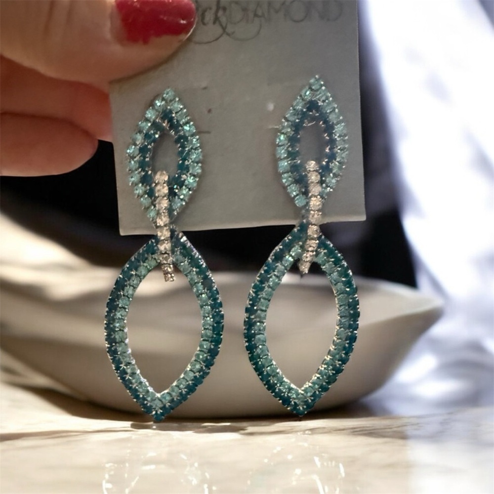 Black Diamond Elegant Blue and Silver Drop Earrings